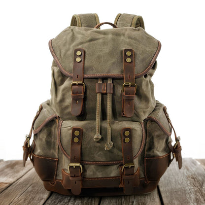 John | Robust canvas backpack made of Genuine Leather