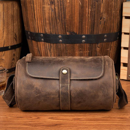 Elara | Effortlessly Chic — Brown Leather Barrel Shoulder Bag