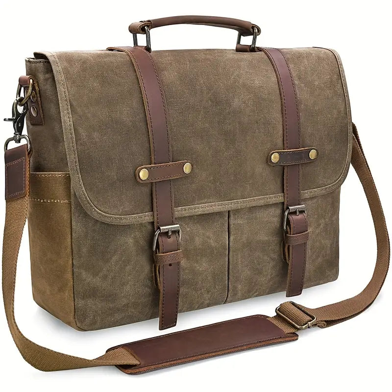 Brett | Waterproof canvas shoulder bag made of Genuine Leather