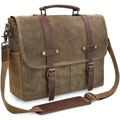 Brett | Waterproof canvas shoulder bag made of Genuine Leather