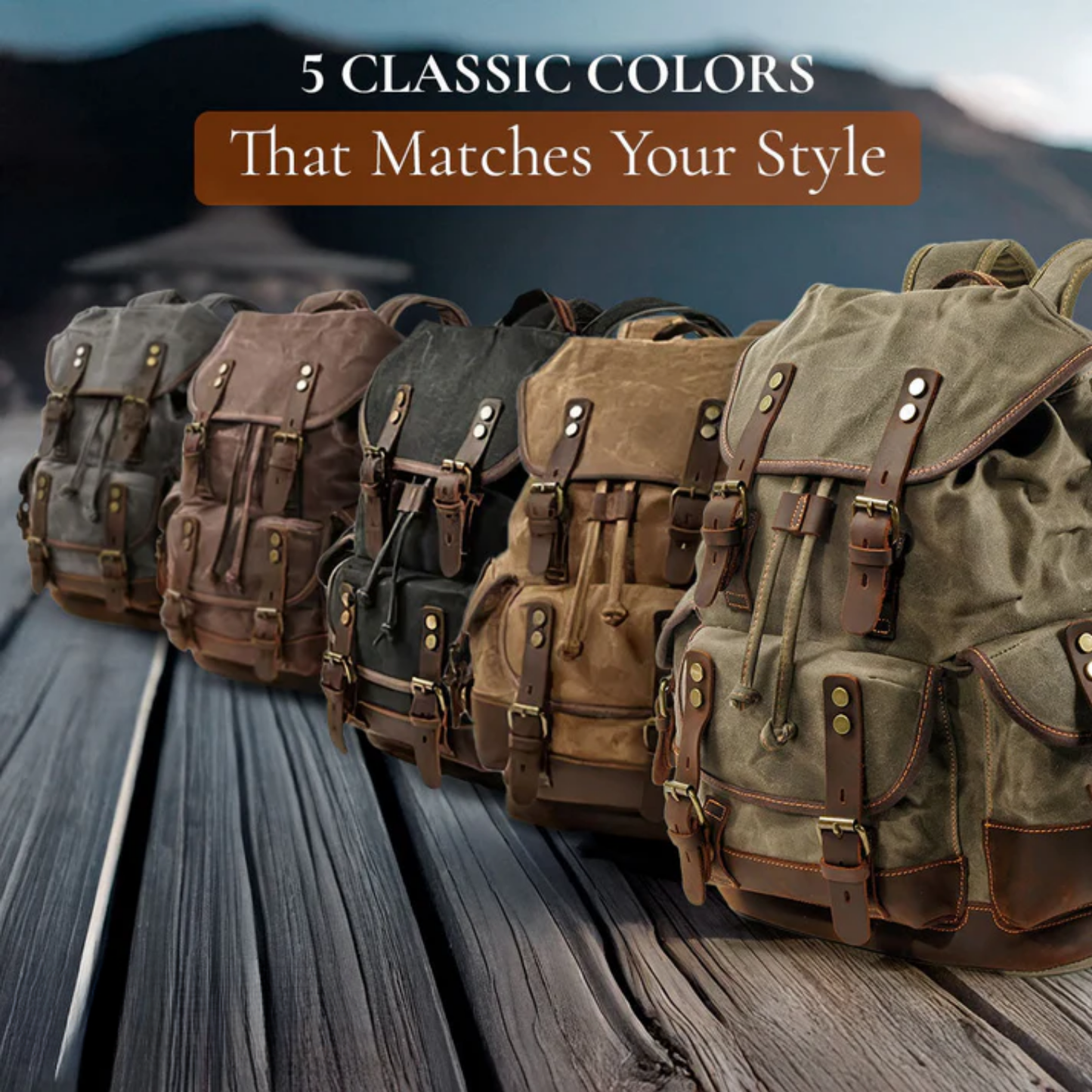 John | Robust canvas backpack made of Genuine Leather