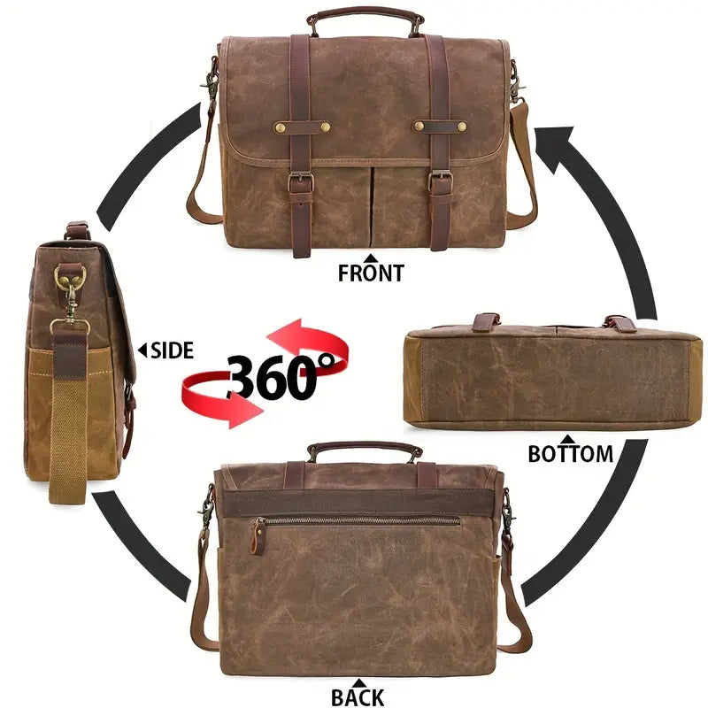 Brett | Waterproof canvas shoulder bag made of Genuine Leather