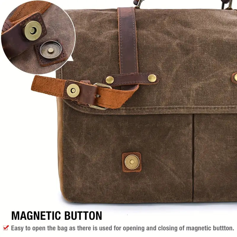 Brett | Waterproof canvas shoulder bag made of Genuine Leather
