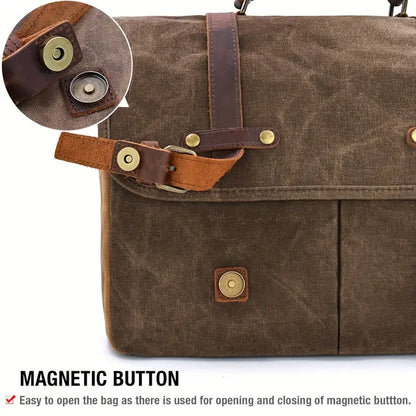 Brett | Waterproof canvas shoulder bag made of Genuine Leather