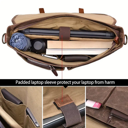 Brett | Waterproof canvas shoulder bag made of Genuine Leather