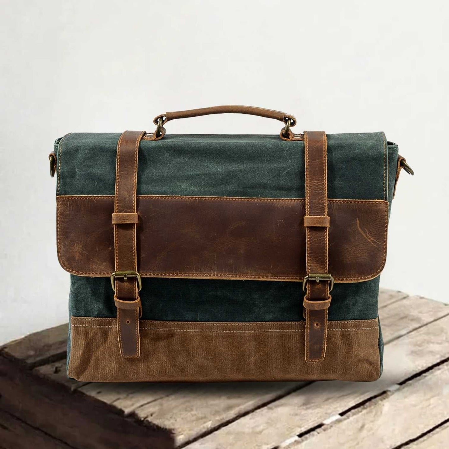 Jack | Waterproof canvas shoulder bag made of Genuine Leather