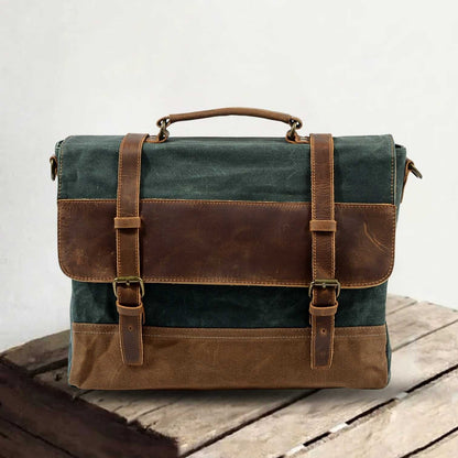 Jack | Waterproof canvas shoulder bag made of Genuine Leather