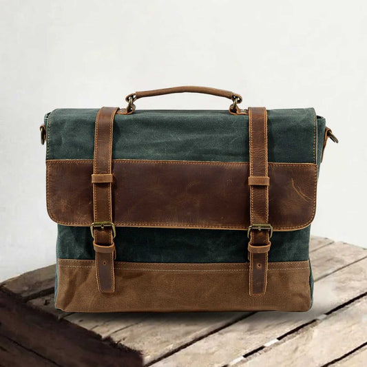 Jack | Waterproof canvas shoulder bag made of Genuine Leather