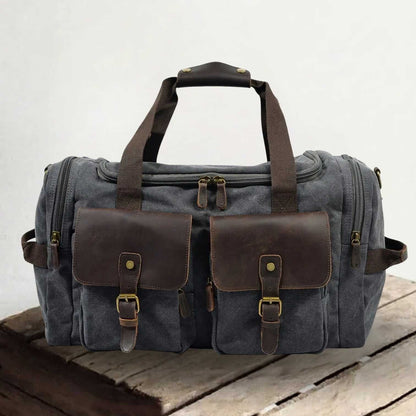 David | Canvas duffle bag for travel made of Genuine Leather