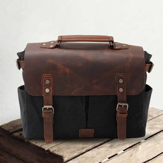 Alexander | Canvas shoulder bag made of Genuine Leather