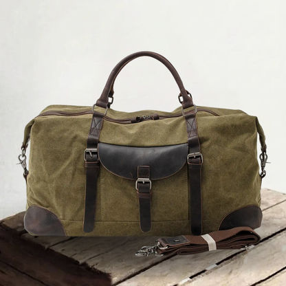 Thomas | Large canvas travel bag made of Genuine Leather
