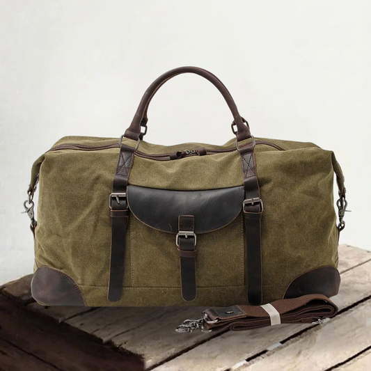 Thomas | Large canvas travel bag made of Genuine Leather
