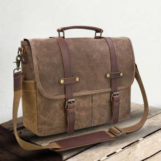 Brett | Waterproof canvas shoulder bag made of Genuine Leather