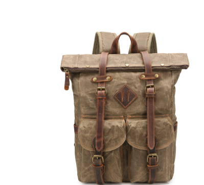 Mitchell | Canvas travel backpack made of Genuine Leather