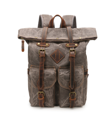 Mitchell | Canvas travel backpack made of Genuine Leather