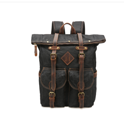 Mitchell | Canvas travel backpack made of Genuine Leather