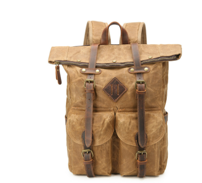 Mitchell | Canvas travel backpack made of Genuine Leather