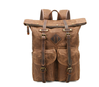 Mitchell | Canvas travel backpack made of Genuine Leather
