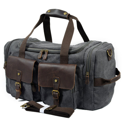 David | Canvas duffle bag for travel made of Genuine Leather