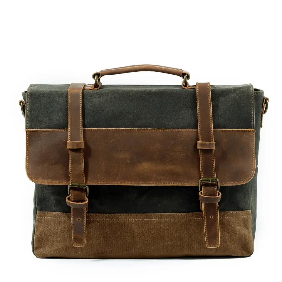 Jack | Waterproof canvas shoulder bag made of Genuine Leather