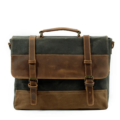 Jack | Waterproof canvas shoulder bag made of Genuine Leather