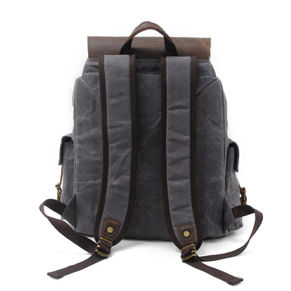 Jacob | Sturdy canvas backpack made of Genuine Leather