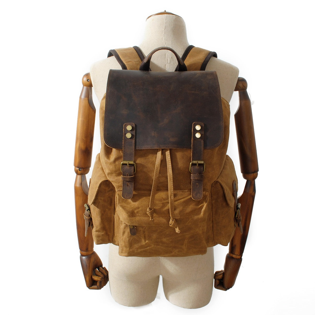 Jacob | Sturdy canvas backpack made of Genuine Leather