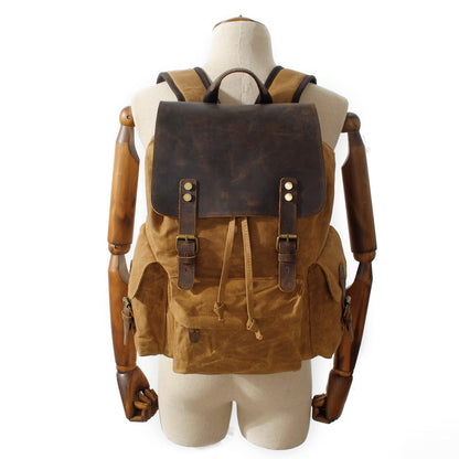 Jacob | Sturdy canvas backpack made of Genuine Leather