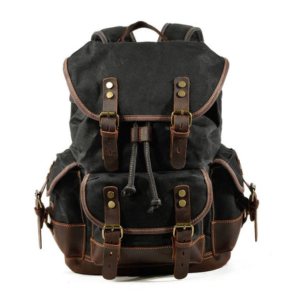 John | Robust canvas backpack made of Genuine Leather
