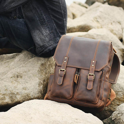 Robert | Sturdy travel backpack made of Genuine Leather