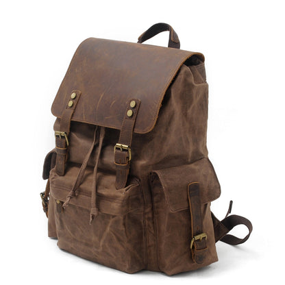 Jacob | Sturdy canvas backpack made of Genuine Leather