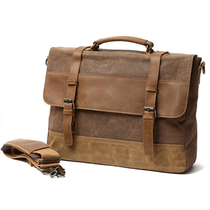 Jack | Waterproof canvas shoulder bag made of Genuine Leather