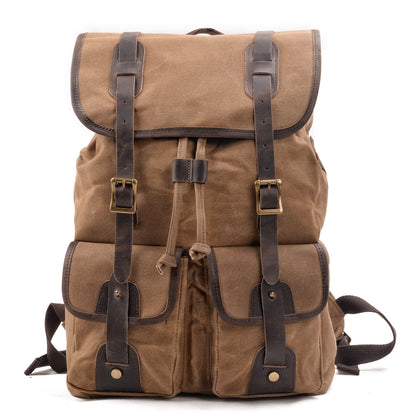 Marcus | Canvas travel backpack made of Genuine Leather