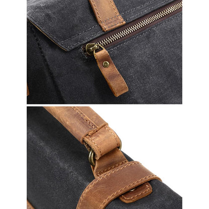 Jack | Waterproof canvas shoulder bag made of Genuine Leather