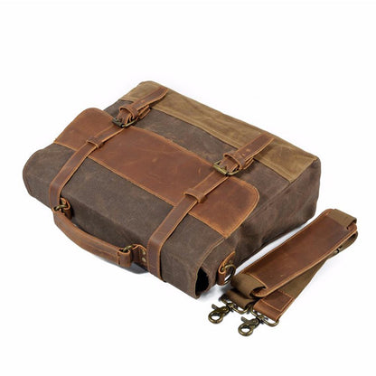 Jack | Waterproof canvas shoulder bag made of Genuine Leather
