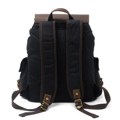 Jacob | Sturdy canvas backpack made of Genuine Leather