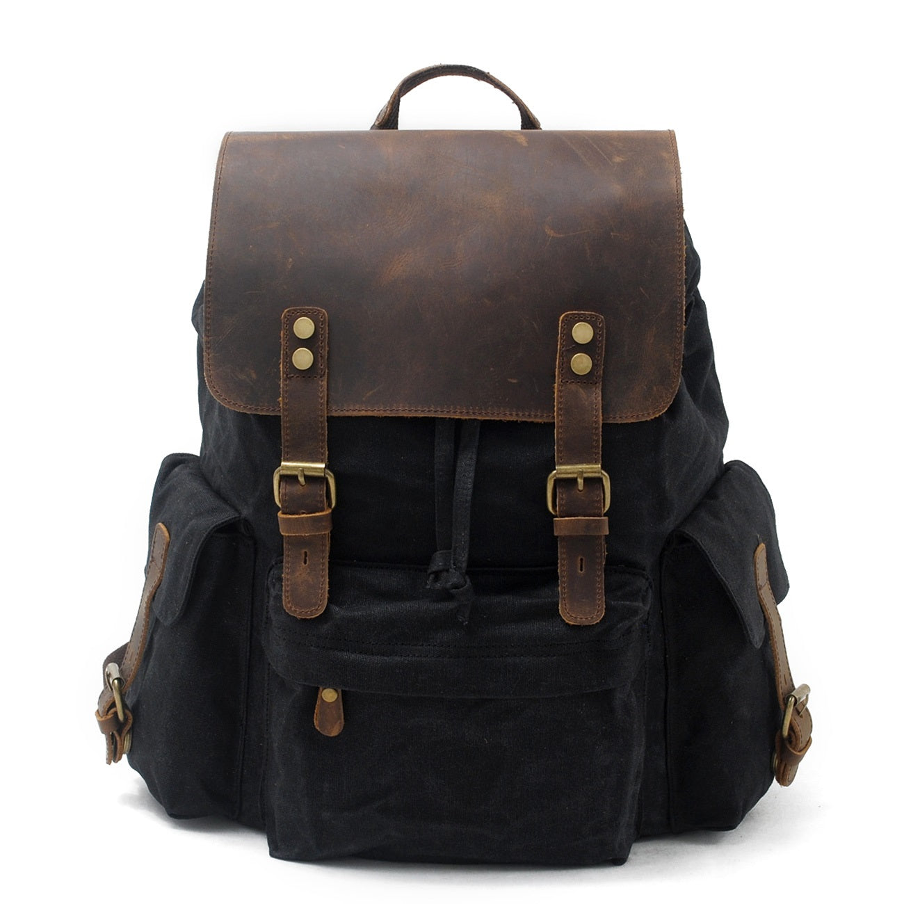 Jacob | Sturdy canvas backpack made of Genuine Leather