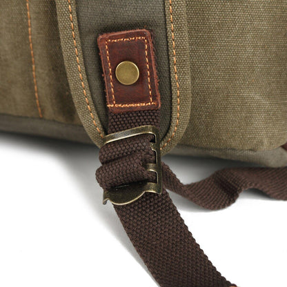 John | Robust canvas backpack made of Genuine Leather