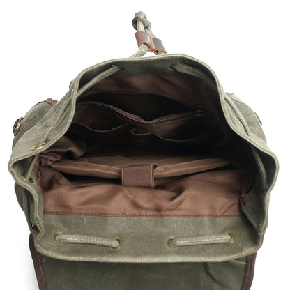 John | Robust canvas backpack made of Genuine Leather