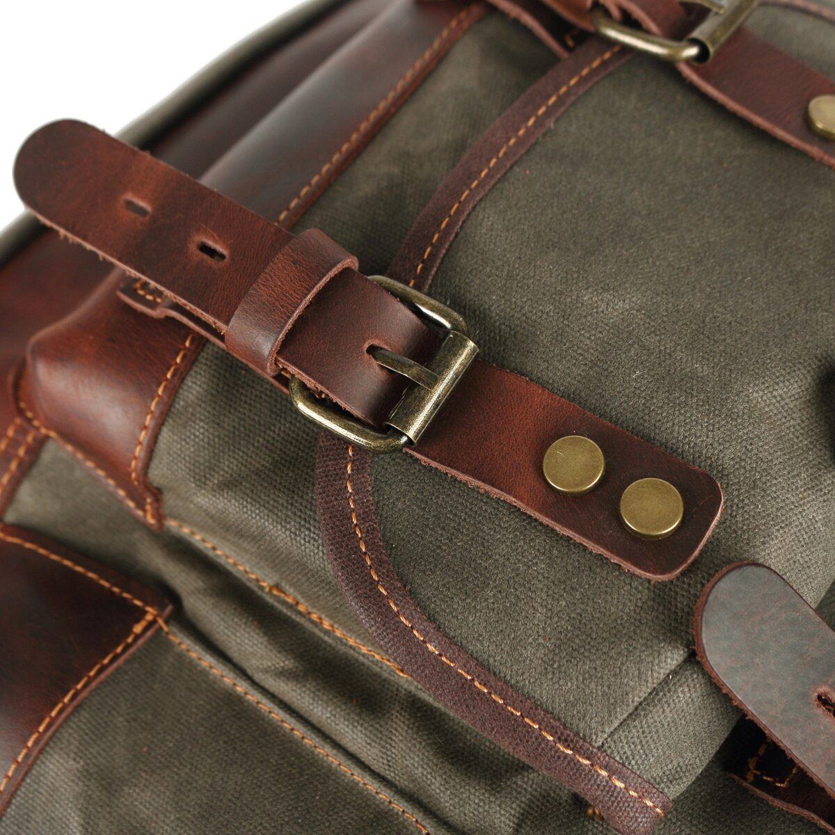 John | Robust canvas backpack made of Genuine Leather