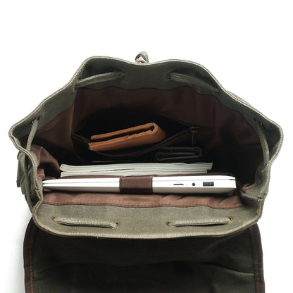 John | Robust canvas backpack made of Genuine Leather
