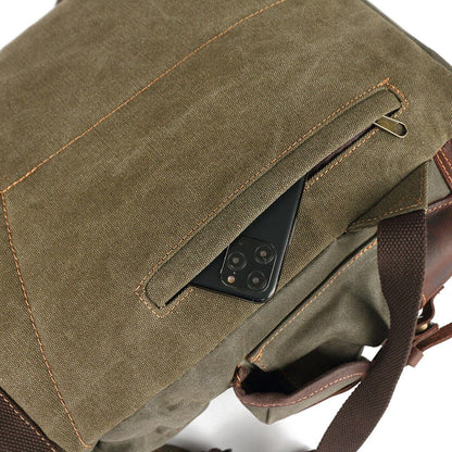 John | Robust canvas backpack made of Genuine Leather