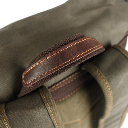 John | Robust canvas backpack made of Genuine Leather