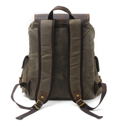 Jacob | Sturdy canvas backpack made of Genuine Leather