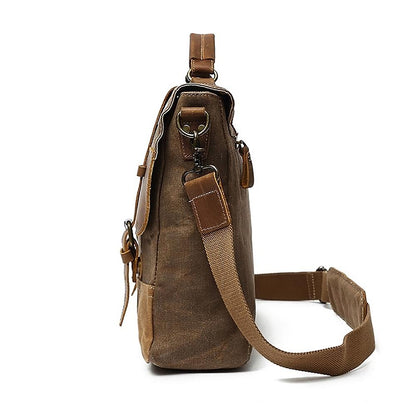 Jack | Waterproof canvas shoulder bag made of Genuine Leather