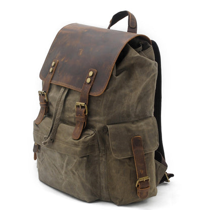 Jacob | Sturdy canvas backpack made of Genuine Leather