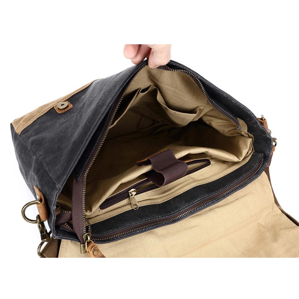 Jack | Waterproof canvas shoulder bag made of Genuine Leather