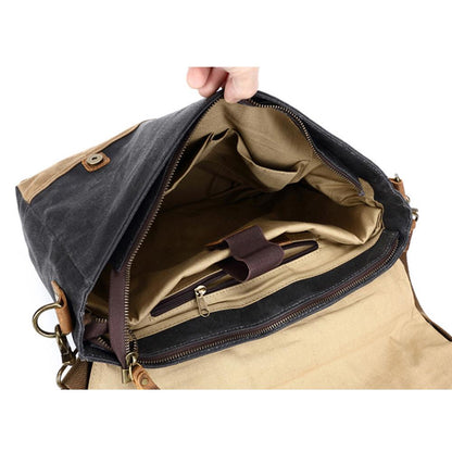 Jack | Waterproof canvas shoulder bag made of Genuine Leather