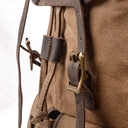 Marcus | Canvas travel backpack made of Genuine Leather