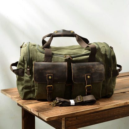 David | Canvas duffle bag for travel made of Genuine Leather